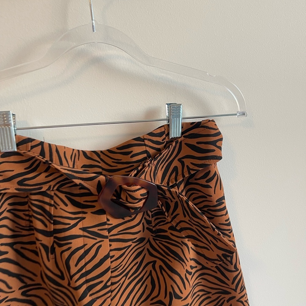 ZARA Brown Zebra Print Skirt With belt - Picture 2 of 4
